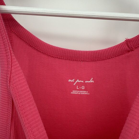 Out From Under Urban Outfitters Bright Pink Ribbed Mini Dress Size Large Cotton - Picture 4 of 9